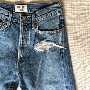 AGOLDE Jamie High Rise Classic Jeans w/ Rips